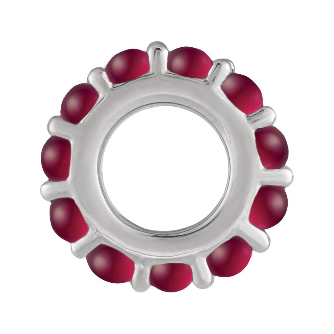 Sapphire Row Natural Gemstone Cabochon Spacer Charm - Ruby, 14K White Gold (view 2)