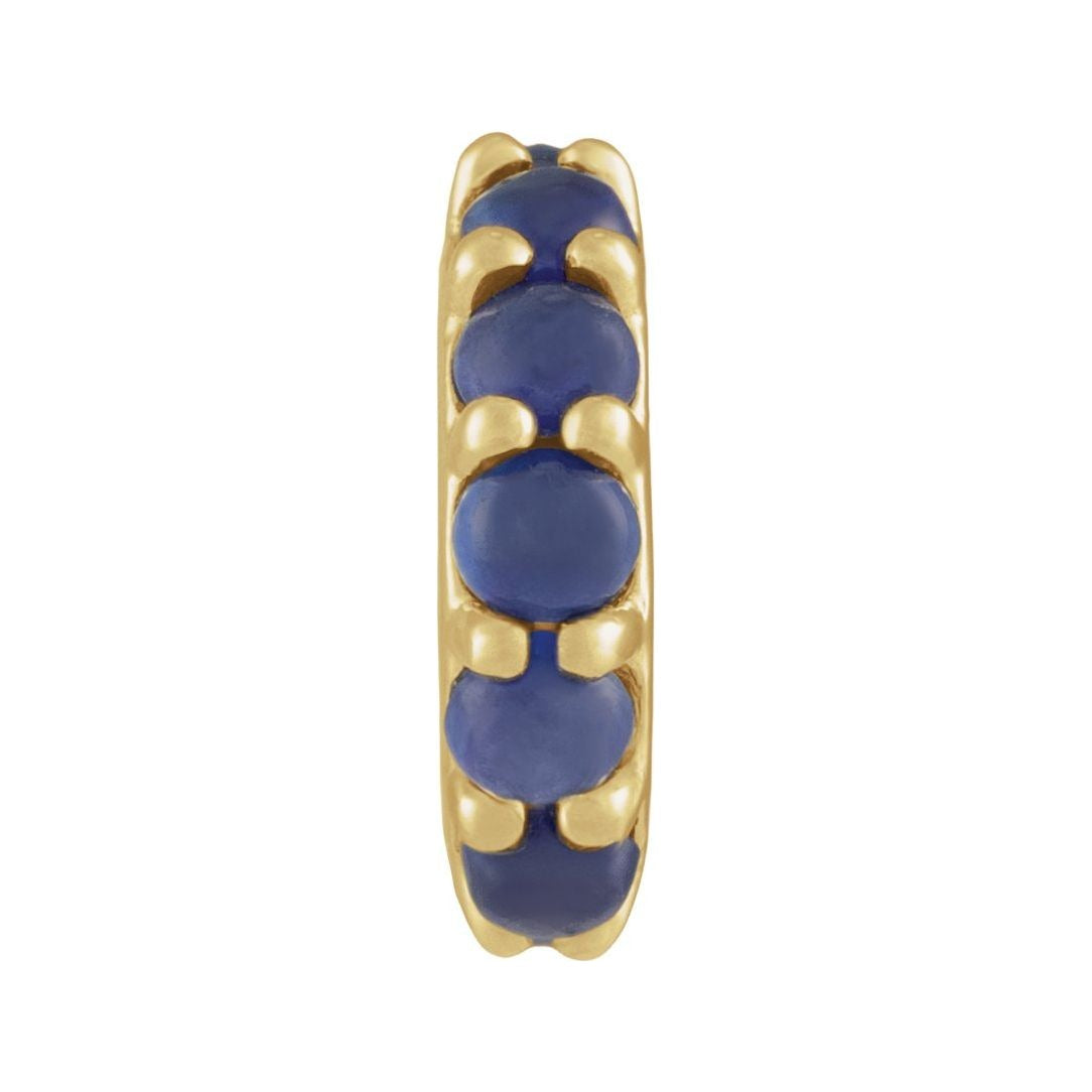 Sapphire Row Natural Gemstone Cabochon Spacer Charm - Blue Sapphire, 14K Yellow Gold