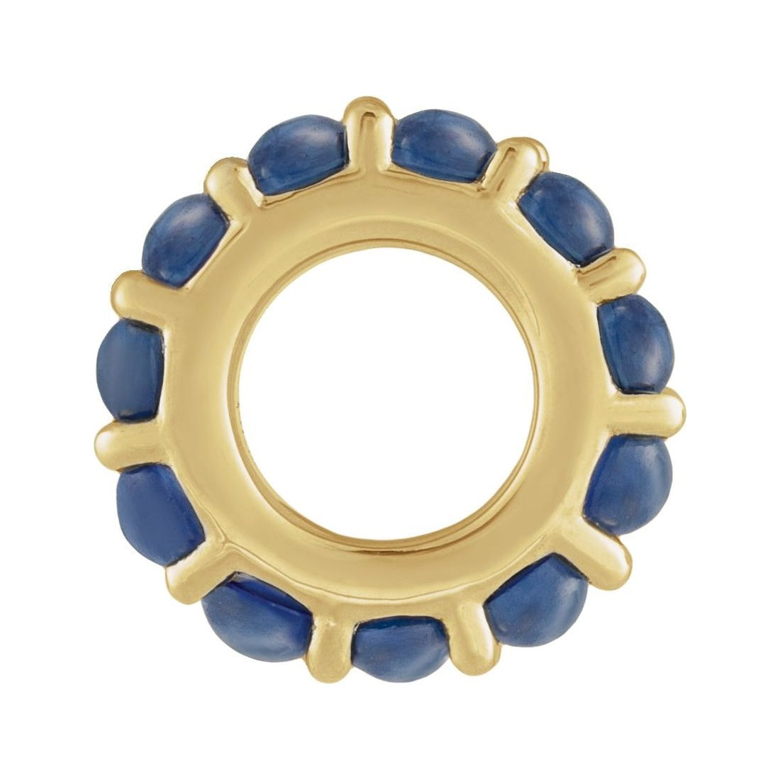 Sapphire Row Natural Gemstone Cabochon Spacer Charm - Blue Sapphire, 14K Yellow Gold (view 2)