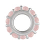 Sapphire Row Natural Gemstone Cabochon Spacer Charm - Rose Quartz, Platinum (view 2)