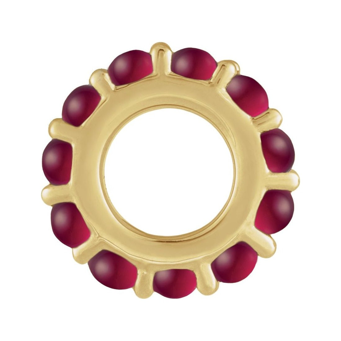 Sapphire Row Natural Gemstone Cabochon Spacer Charm - Ruby, 14K Yellow Gold (view 2)