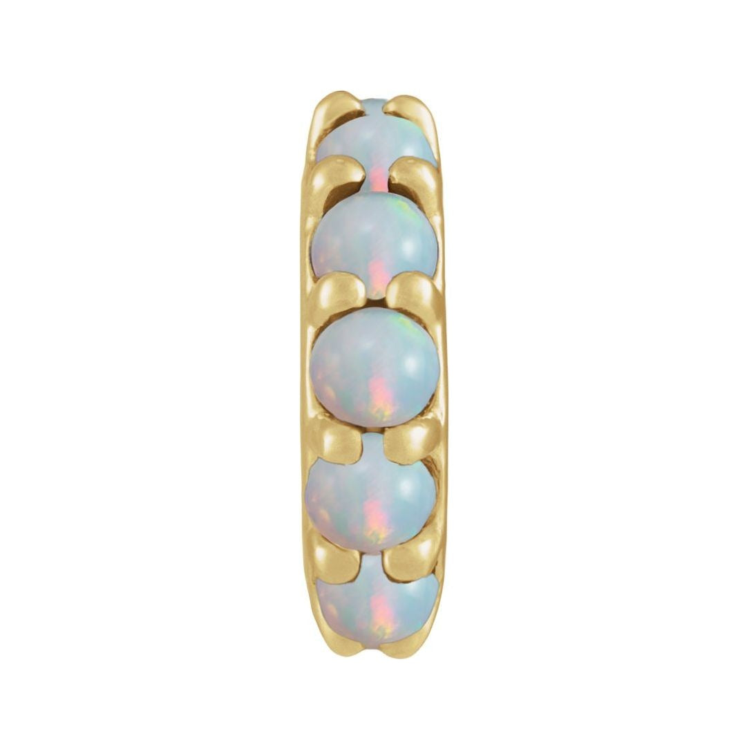Sapphire Row Natural Gemstone Cabochon Spacer Charm - Ethiopian Opal, 14K Yellow Gold