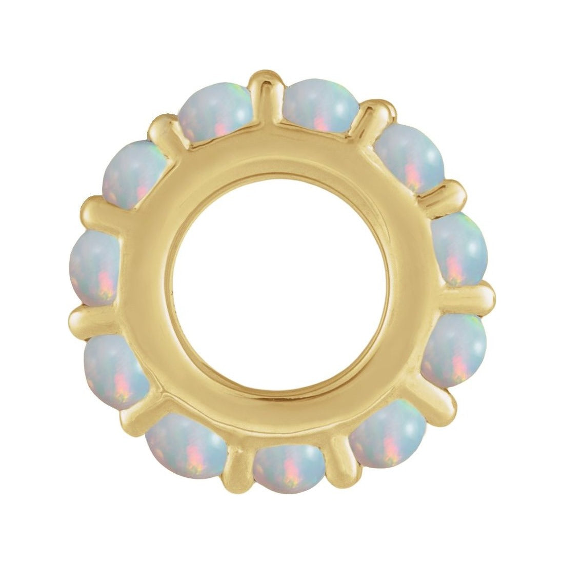 Sapphire Row Natural Gemstone Cabochon Spacer Charm - Ethiopian Opal, 14K Yellow Gold (view 2)