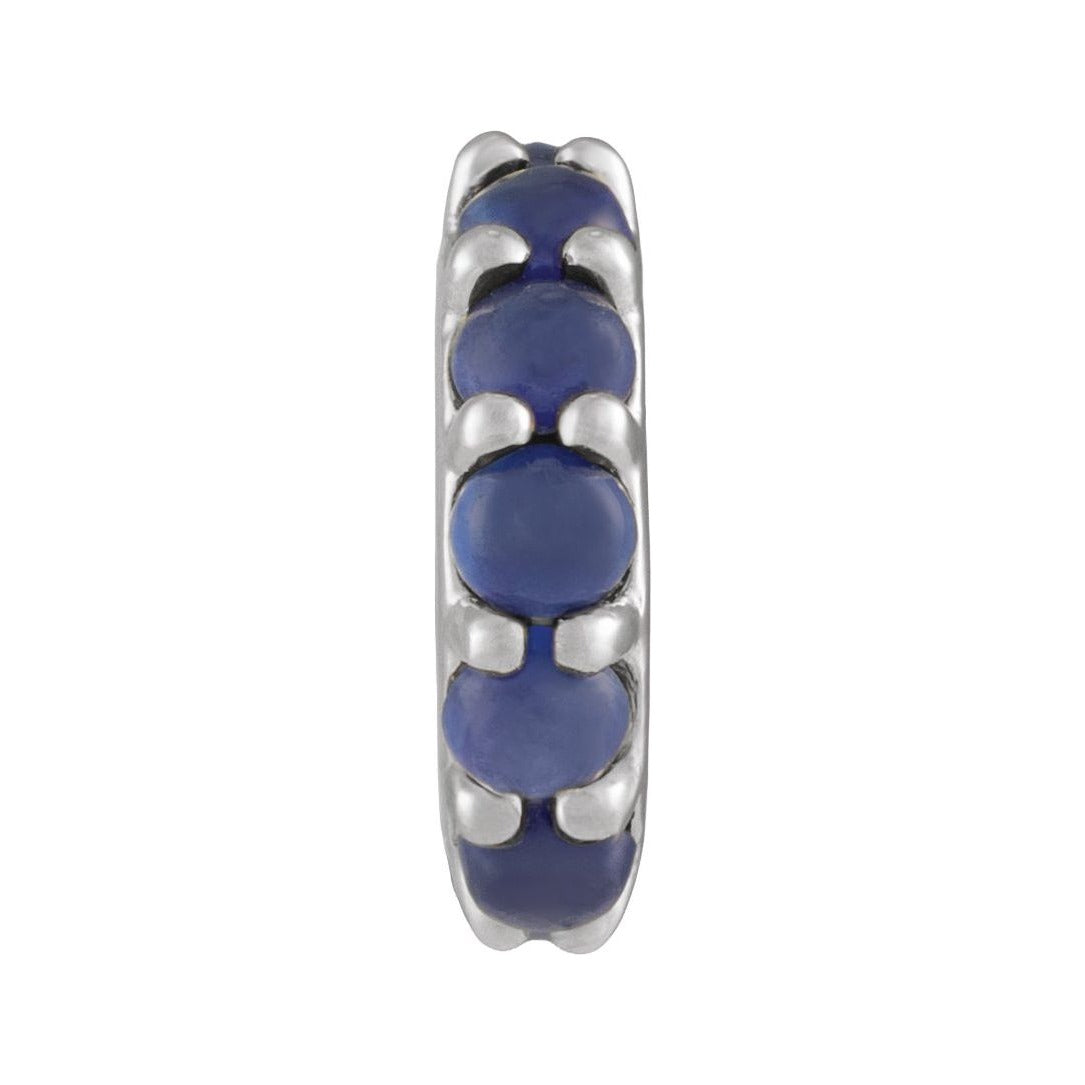 Sapphire Row Natural Gemstone Cabochon Spacer Charm - Blue Sapphire, Platinum