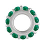 Sapphire Row Natural Gemstone Cabochon Spacer Charm - Emerald, 14K White Gold (view 2)