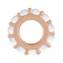 Sapphire Row Natural Gemstone Cabochon Spacer Charm - Rainbow Moonstone, 14K Rose Gold (view 2)