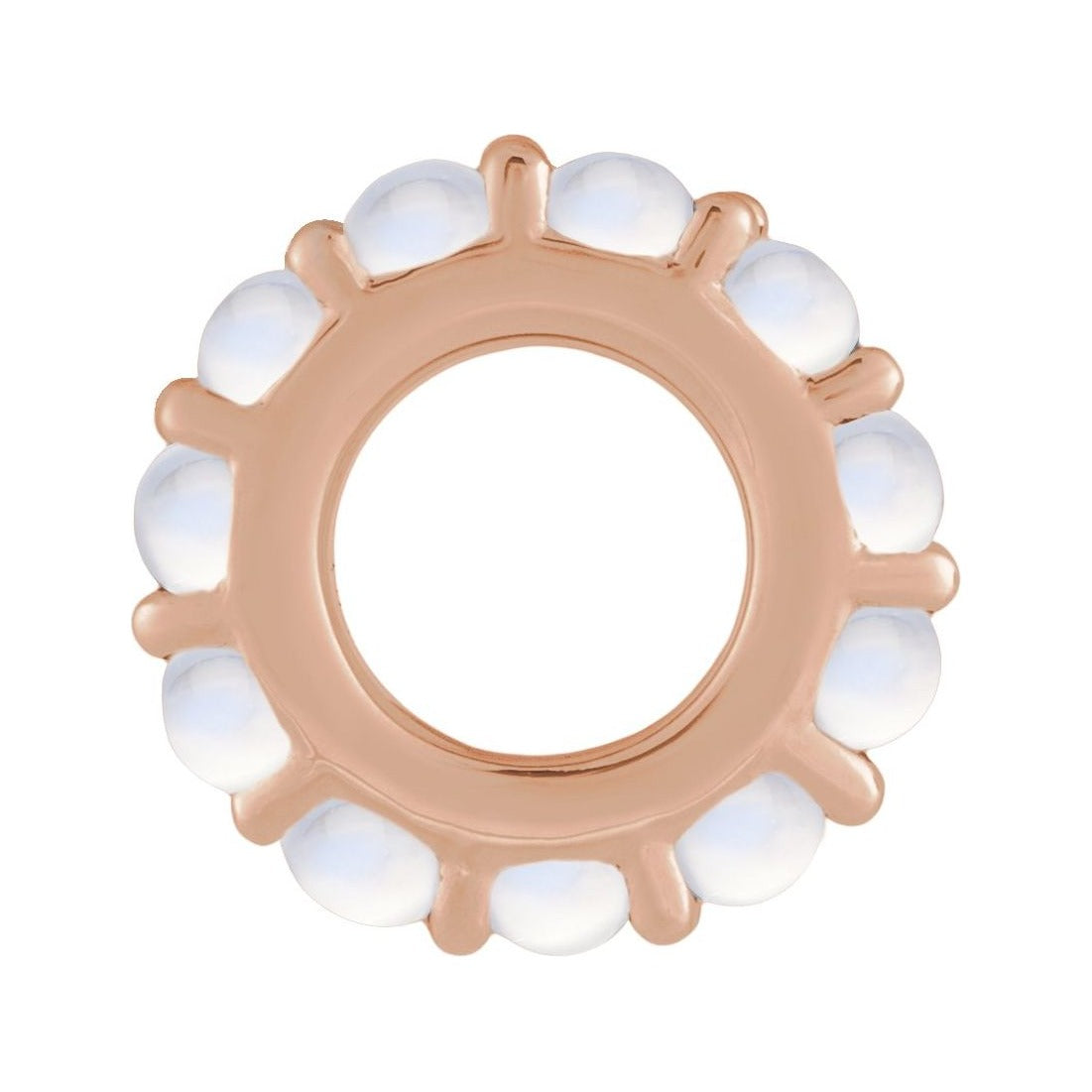 Sapphire Row Natural Gemstone Cabochon Spacer Charm - Rainbow Moonstone, 14K Rose Gold (view 2)