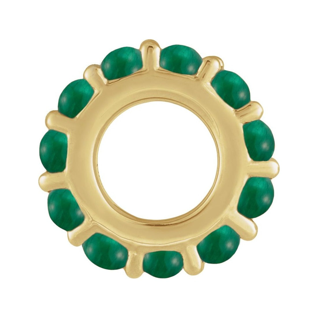 Sapphire Row Natural Gemstone Cabochon Spacer Charm - Emerald, 14K Yellow Gold (view 2)