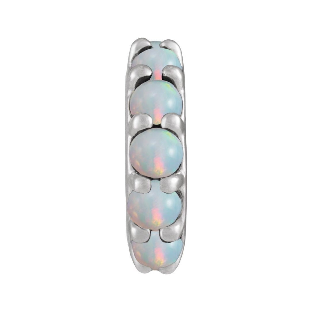 Sapphire Row Natural Gemstone Cabochon Spacer Charm - Ethiopian Opal, Platinum