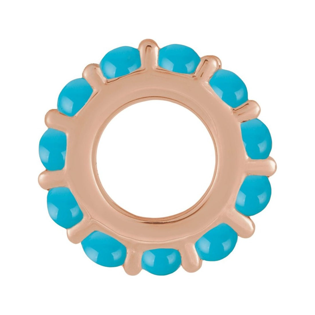 Sapphire Row Natural Gemstone Cabochon Spacer Charm - Turquoise, 14K Rose Gold (view 2)