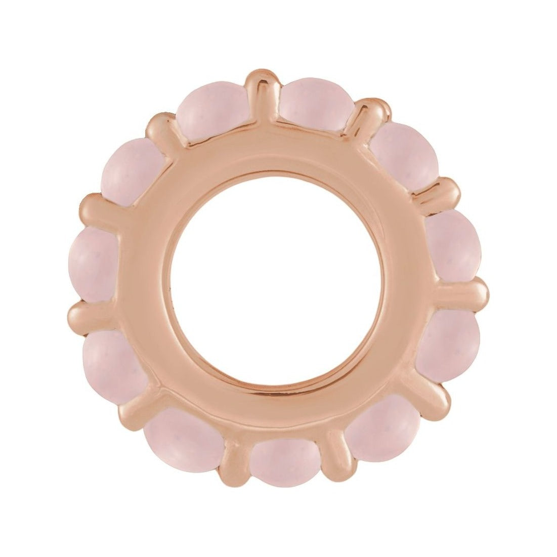 Sapphire Row Natural Gemstone Cabochon Spacer Charm - Rose Quartz, 14K Rose Gold (view 2)