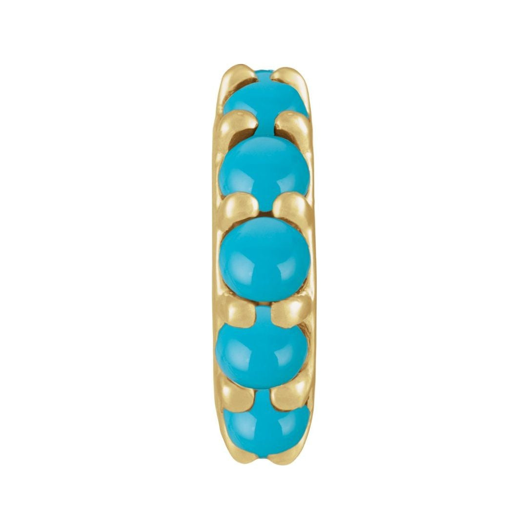 Sapphire Row Natural Gemstone Cabochon Spacer Charm - Turquoise, 14K Yellow Gold