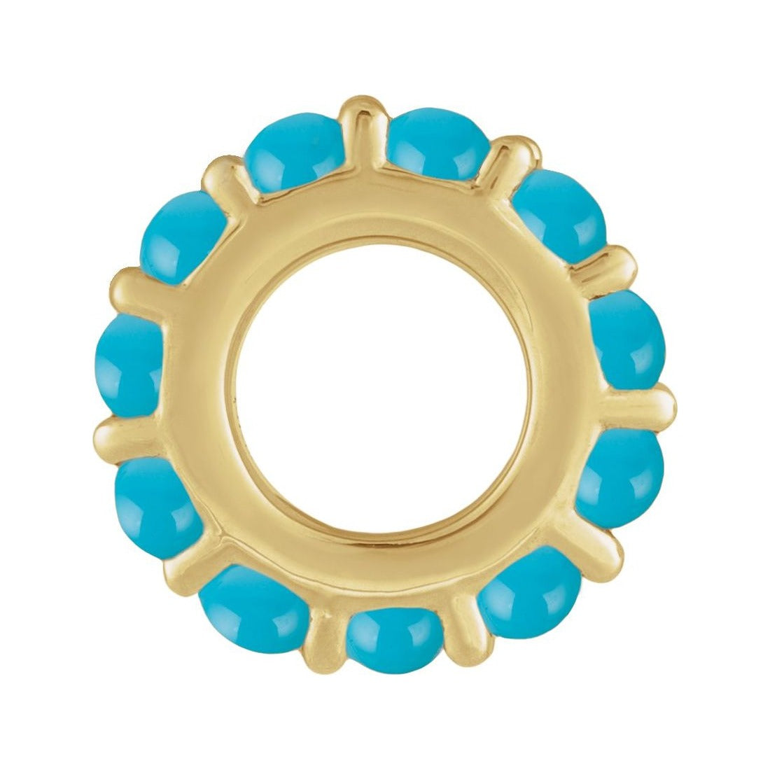 Sapphire Row Natural Gemstone Cabochon Spacer Charm - Turquoise, 14K Yellow Gold (view 2)