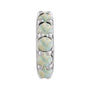 Sapphire Row Natural Gemstone Cabochon Spacer Charm - White Opal, 14K White Gold