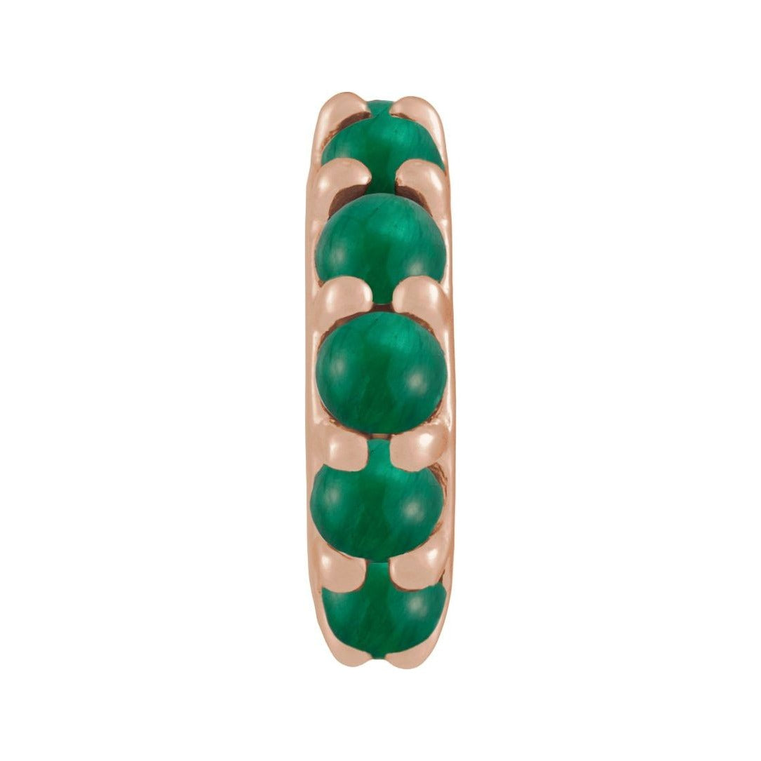 Sapphire Row Natural Gemstone Cabochon Spacer Charm - Emerald, 14K Rose Gold