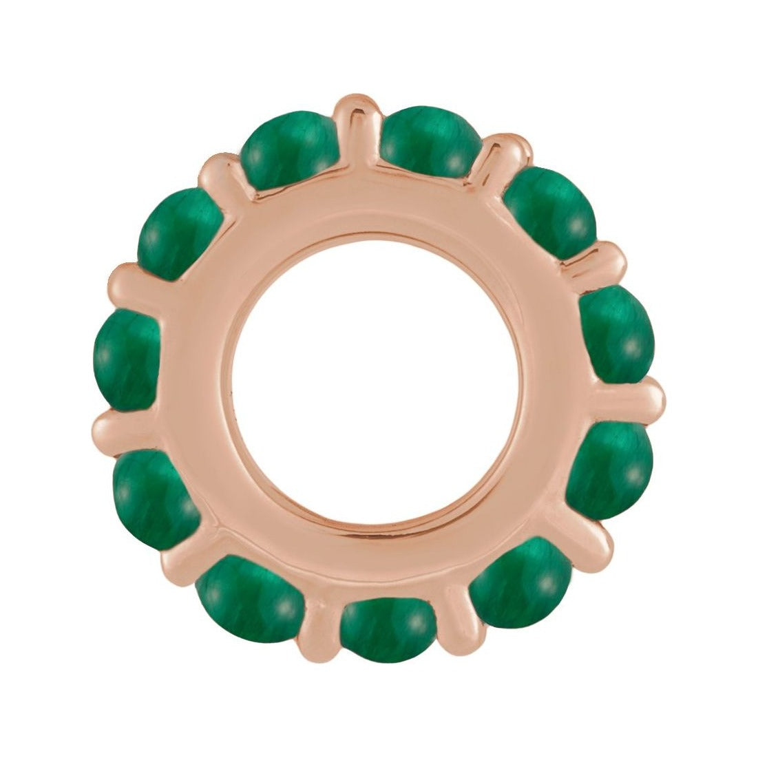 Sapphire Row Natural Gemstone Cabochon Spacer Charm - Emerald, 14K Rose Gold (view 2)