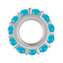 Sapphire Row Natural Gemstone Cabochon Spacer Charm - Turquoise, 14K White Gold (view 2)