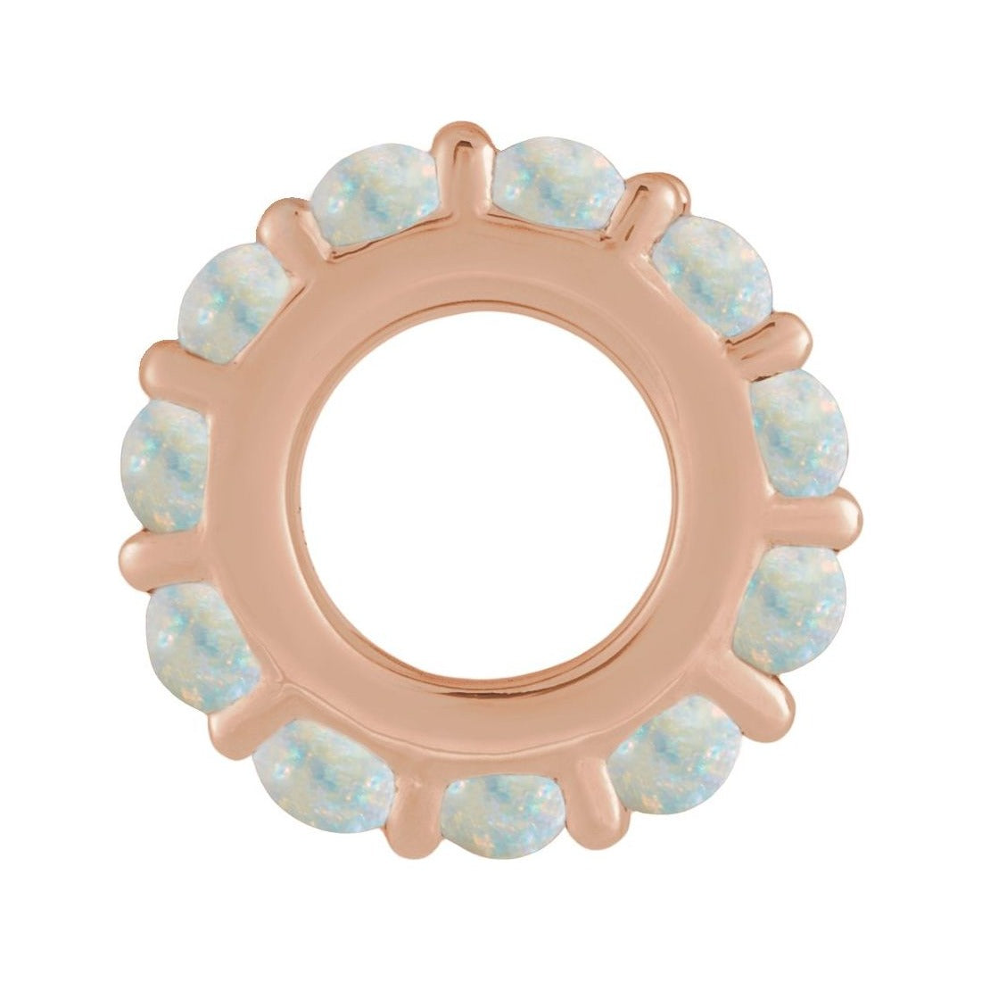 Sapphire Row Natural Gemstone Cabochon Spacer Charm - White Opal, 14K Rose Gold (view 2)