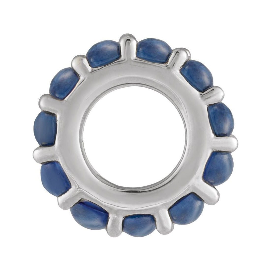 Sapphire Row Natural Gemstone Cabochon Spacer Charm - Blue Sapphire, 14K White Gold (view 2)