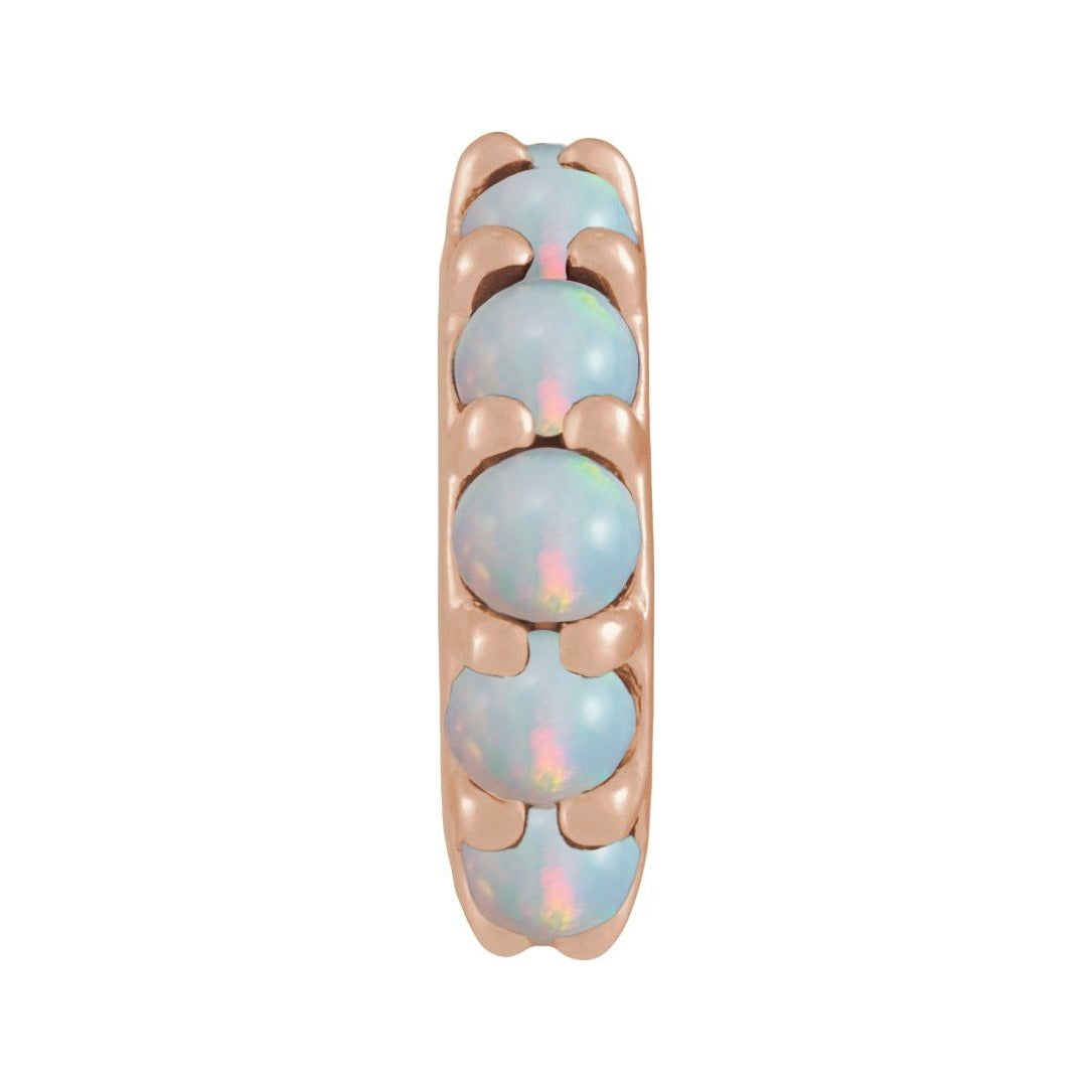 Sapphire Row Natural Gemstone Cabochon Spacer Charm - Ethiopian Opal, 14K Rose Gold