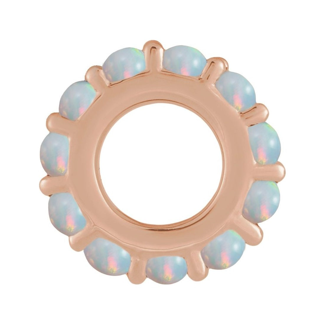 Sapphire Row Natural Gemstone Cabochon Spacer Charm - Ethiopian Opal, 14K Rose Gold (view 2)