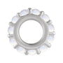 Sapphire Row Natural Gemstone Cabochon Spacer Charm - Rainbow Moonstone, 14K White Gold (view 2)