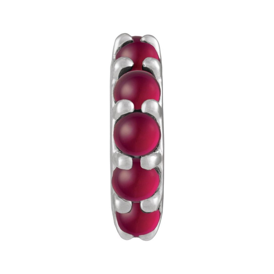 Sapphire Row Natural Gemstone Cabochon Spacer Charm - Ruby, Platinum