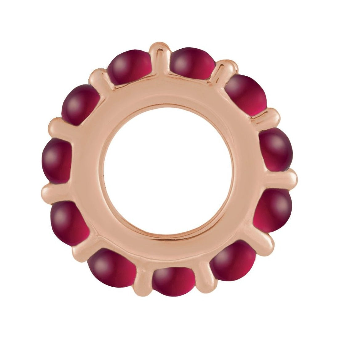 Sapphire Row Lab-Grown Gemstone Cabochon Spacer Charm - Ruby, 14K Rose Gold