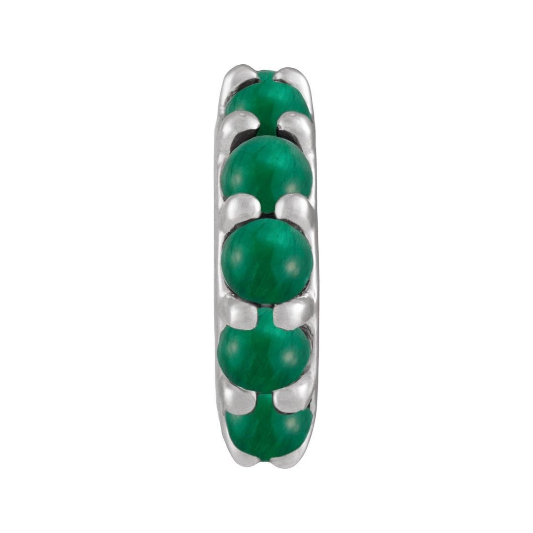 Sapphire Row Lab-Grown Gemstone Cabochon Spacer Charm - Emerald, 14K White Gold (view 2)