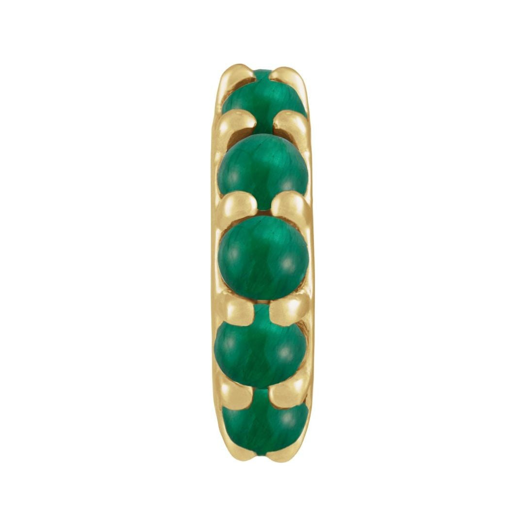 Sapphire Row Lab-Grown Gemstone Cabochon Spacer Charm - Emerald, 14K Yellow Gold (view 2)