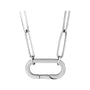 Sapphire Row Gold Carabiner Charm Necklace - 14K White Gold