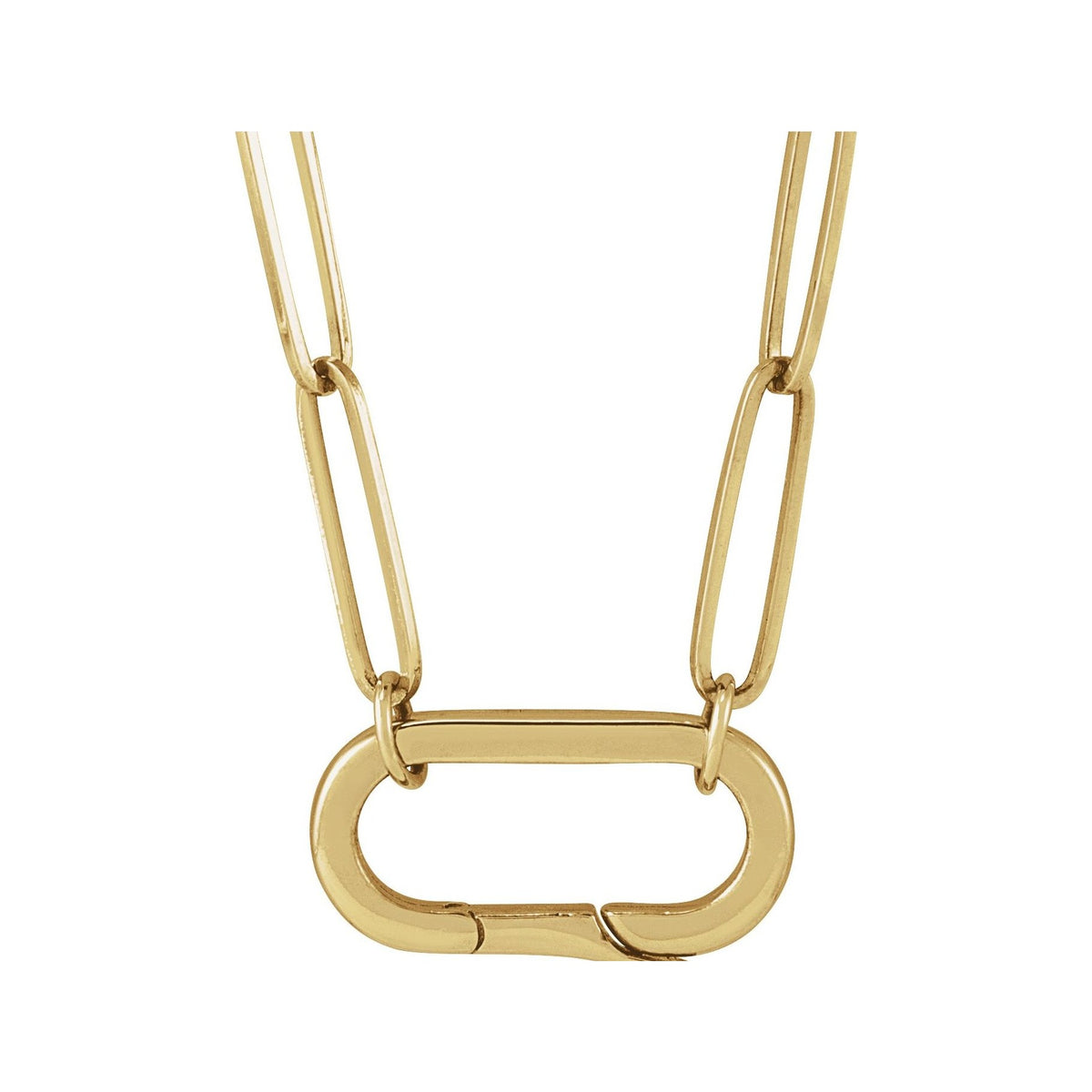 Sapphire Row Gold Carabiner Charm Necklace - 14K Yellow Gold