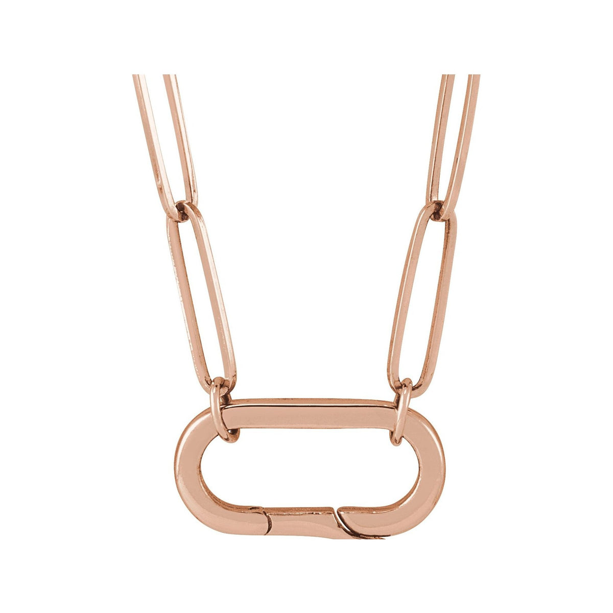 Sapphire Row Gold Carabiner Charm Necklace - 14K Rose Gold
