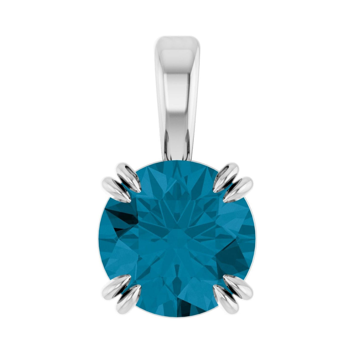 Sapphire Row Natural London Blue Topaz Solitaire Pendant - 14K White Gold, 6.5 mm
