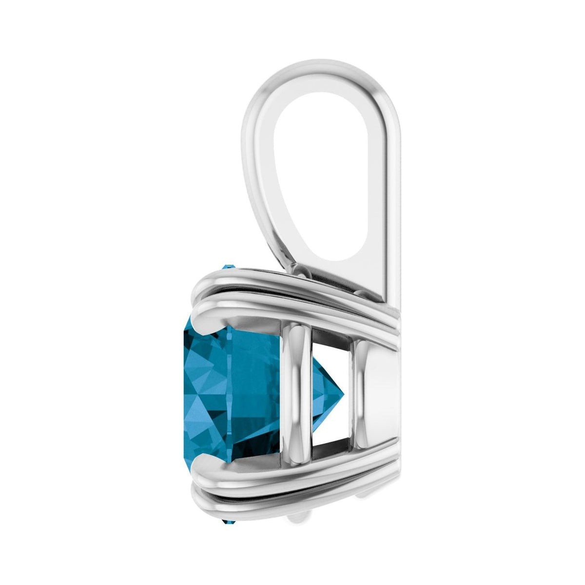 Sapphire Row Natural London Blue Topaz Solitaire Pendant - Platinum, 6.5 mm (view 3)