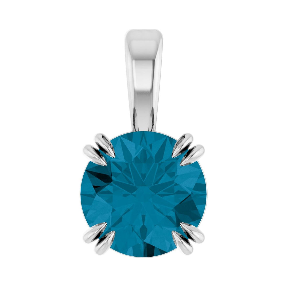 Sapphire Row Natural London Blue Topaz Solitaire Pendant - 14K White Gold, 6 mm