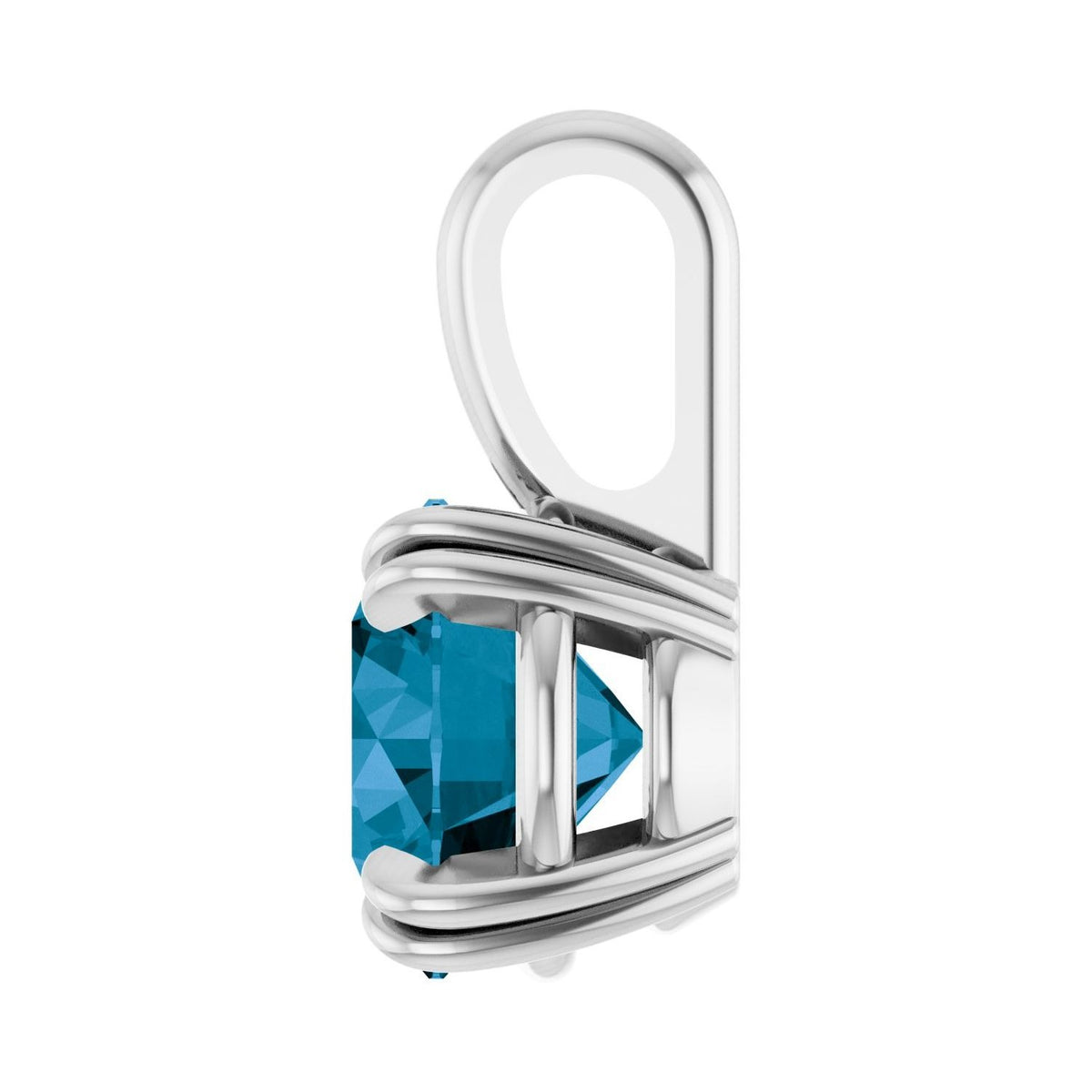 Sapphire Row Natural London Blue Topaz Solitaire Pendant - 14K White Gold, 6 mm (view 3)