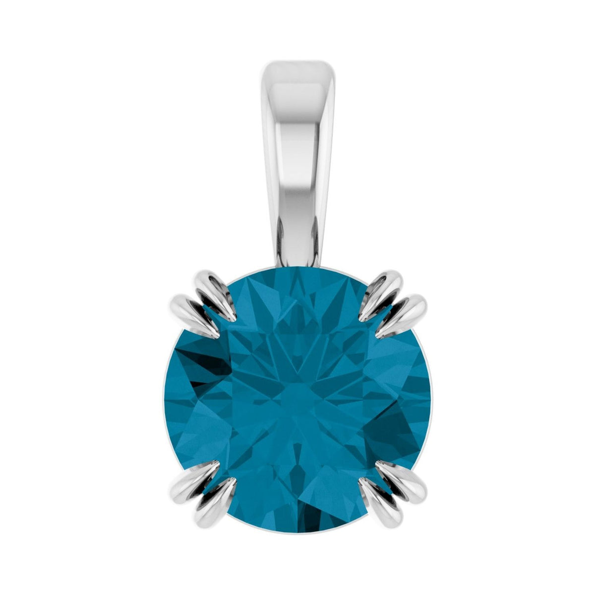 Sapphire Row Natural London Blue Topaz Solitaire Pendant - 14K White Gold, 7 mm