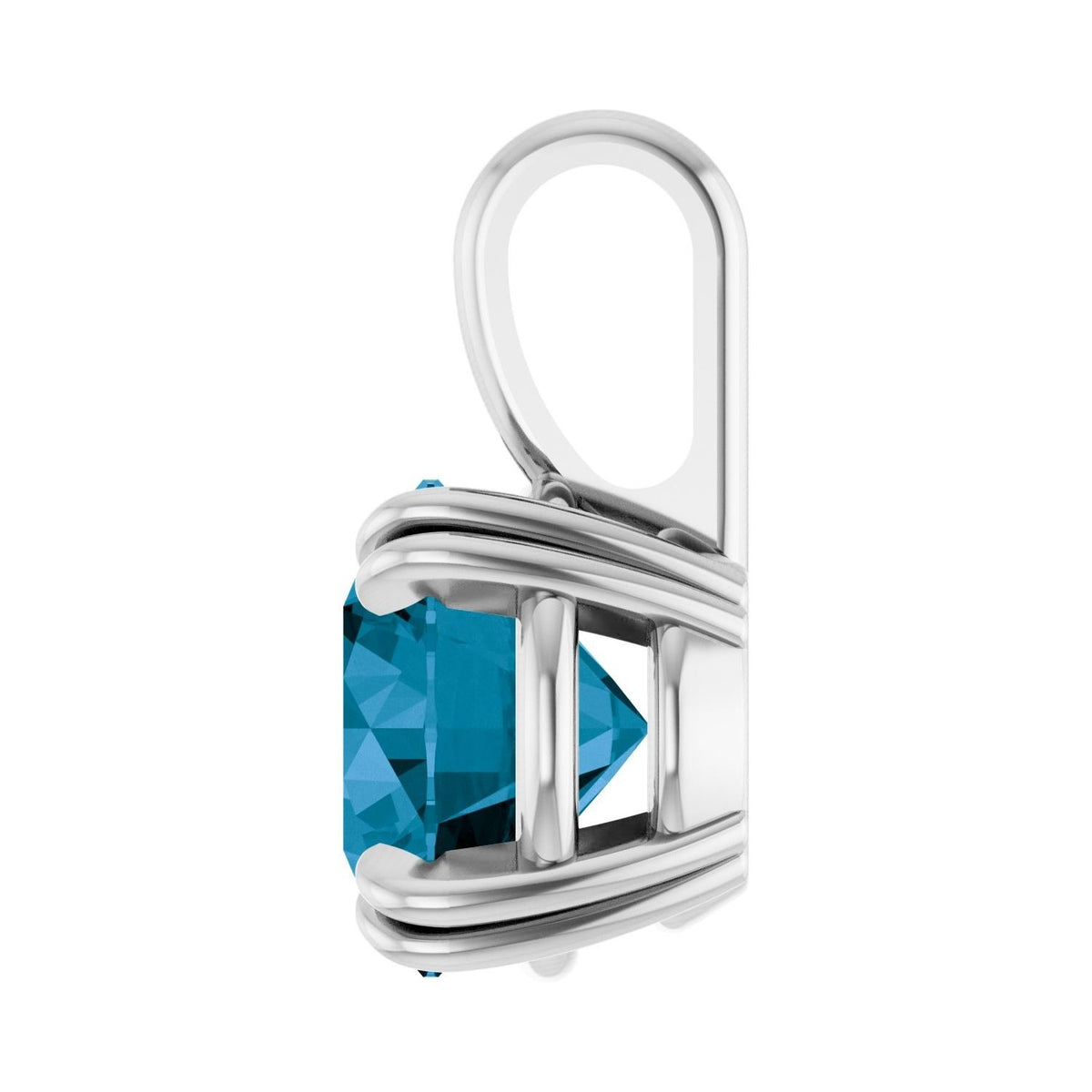 Sapphire Row Natural London Blue Topaz Solitaire Pendant - 14K White Gold, 8 mm (view 3)