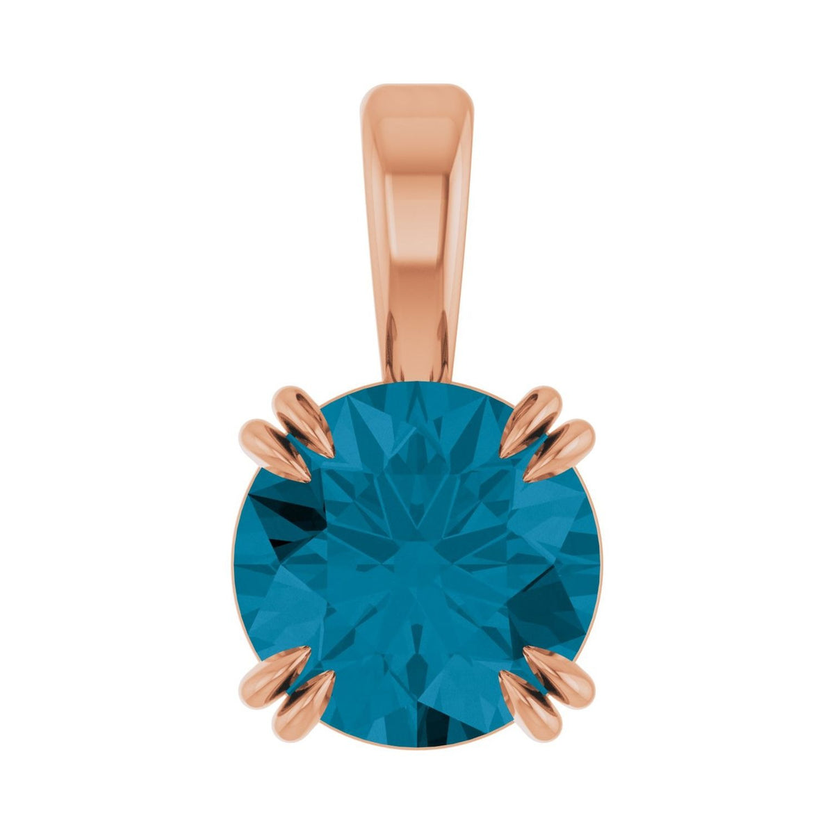 Sapphire Row Natural London Blue Topaz Solitaire Pendant - 14K Rose Gold, 6 mm