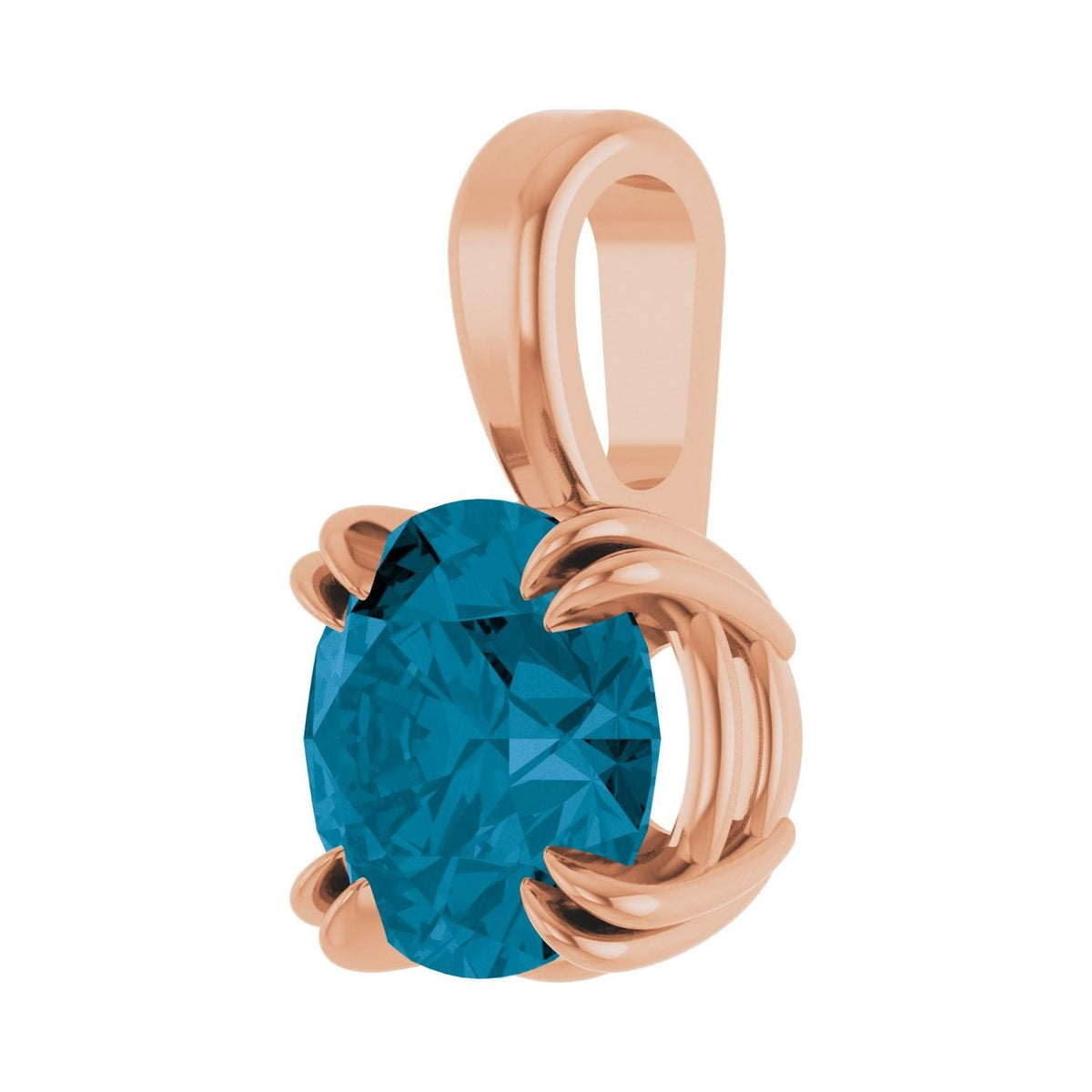 Sapphire Row Natural London Blue Topaz Solitaire Pendant - 14K Rose Gold, 6 mm (view 2)