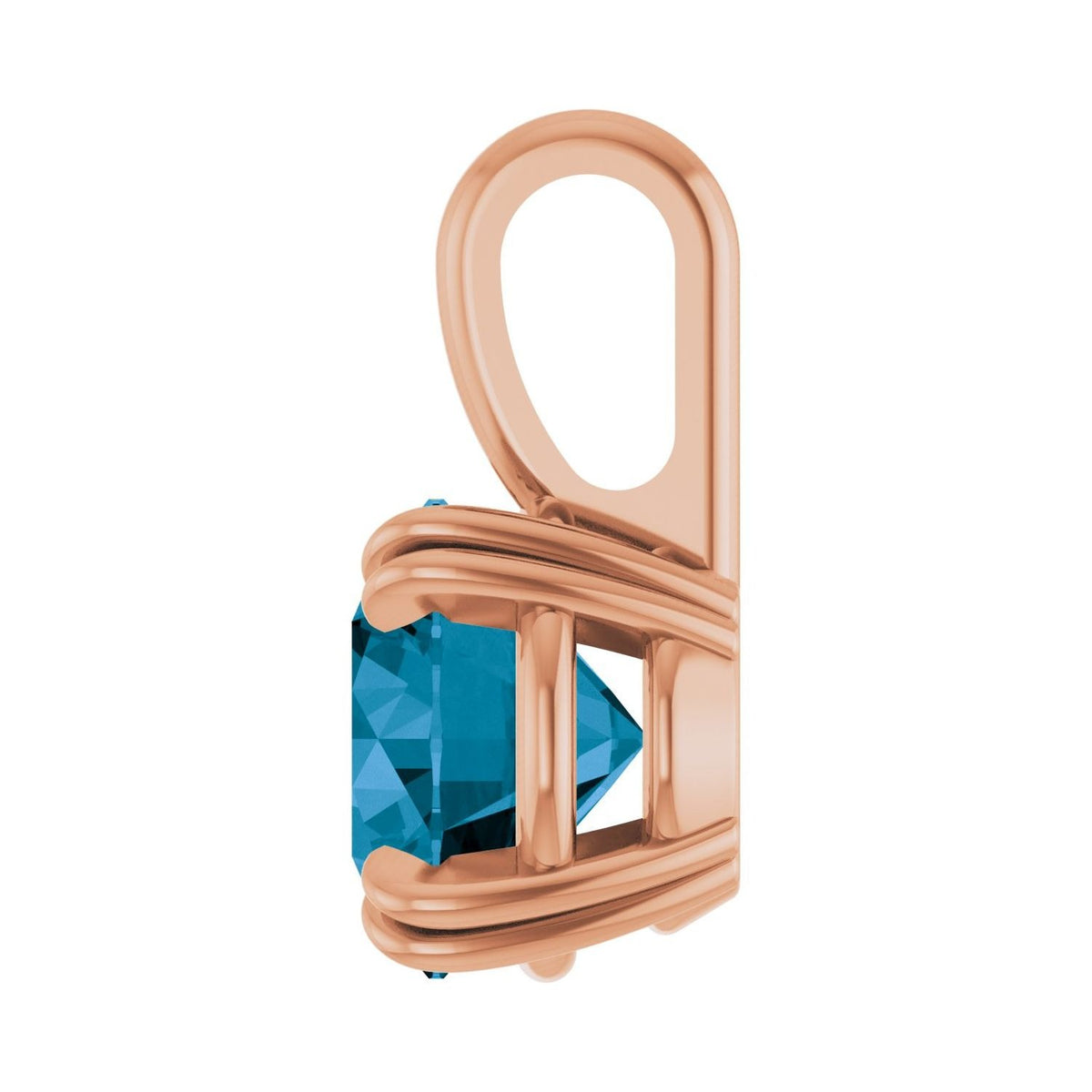 Sapphire Row Natural London Blue Topaz Solitaire Pendant - 14K Rose Gold, 6 mm (view 3)