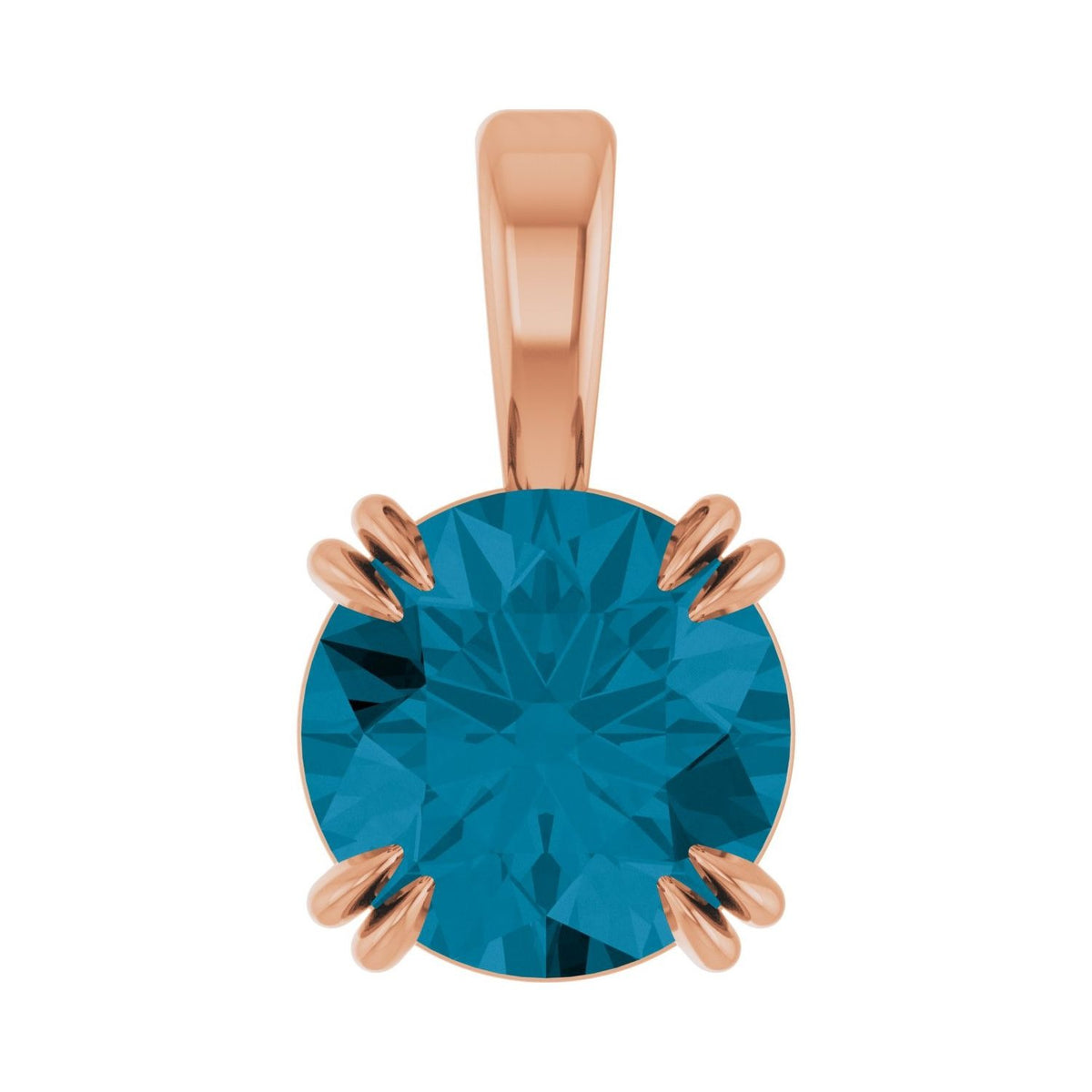 Sapphire Row Natural London Blue Topaz Solitaire Pendant - 14K Rose Gold, 7 mm