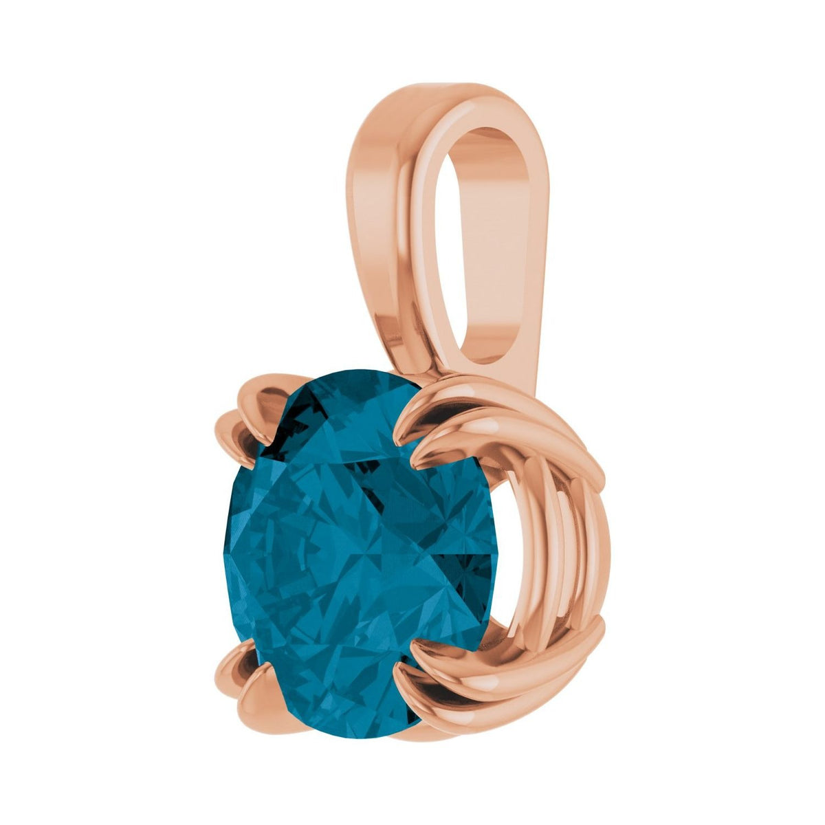 Sapphire Row Natural London Blue Topaz Solitaire Pendant - 14K Rose Gold, 7 mm (view 2)