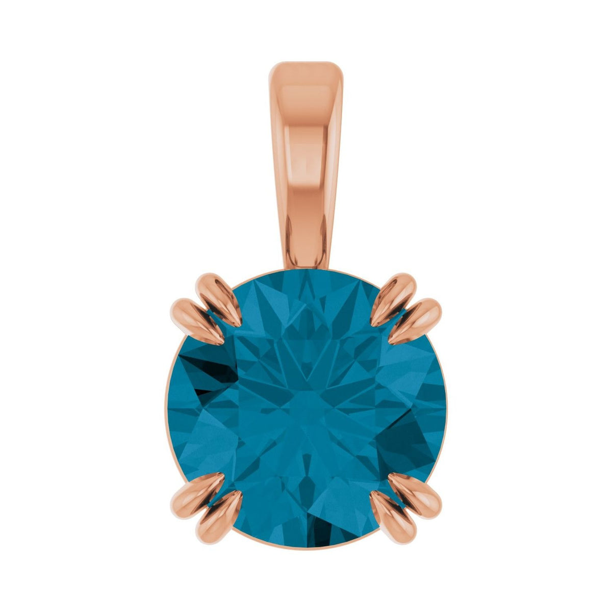 Sapphire Row Natural London Blue Topaz Solitaire Pendant - 14K Rose Gold, 8 mm