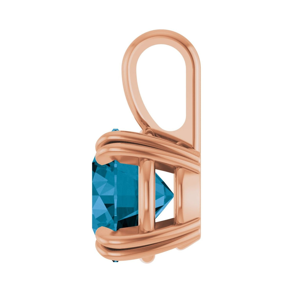 Sapphire Row Natural London Blue Topaz Solitaire Pendant - 14K Rose Gold, 8 mm (view 3)