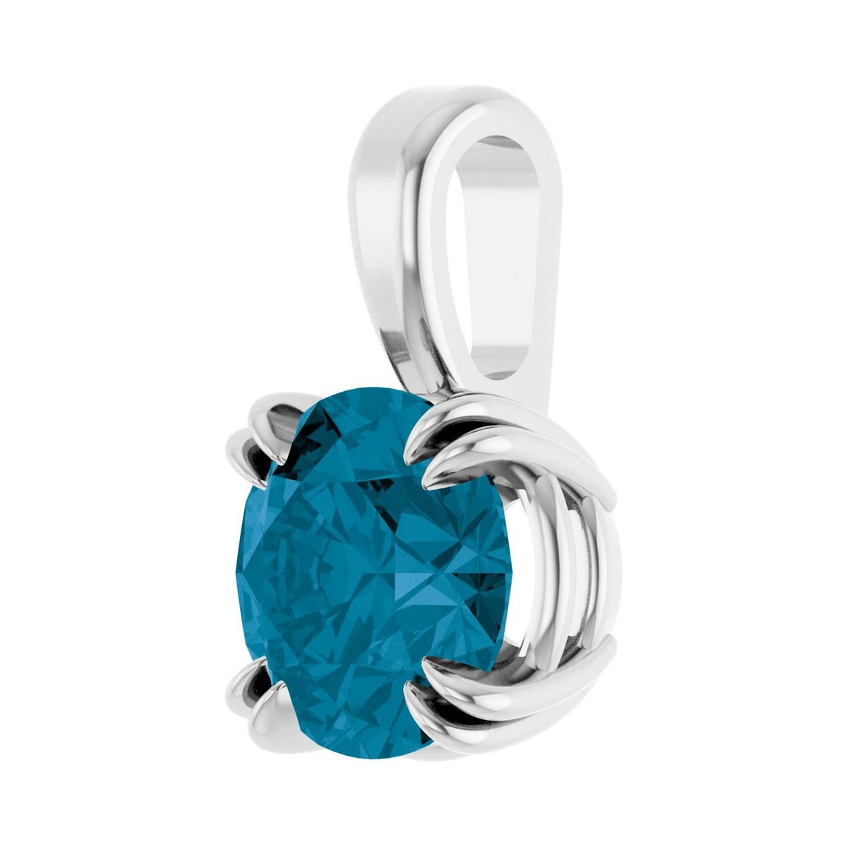 Sapphire Row Natural London Blue Topaz Solitaire Pendant - Platinum, 6 mm (view 2)