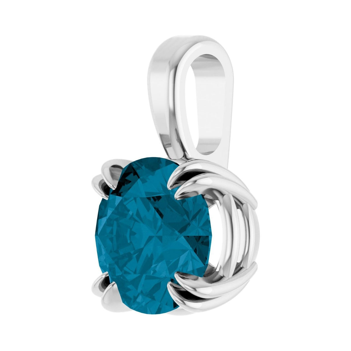 Sapphire Row Natural London Blue Topaz Solitaire Pendant - Platinum, 7 mm (view 2)