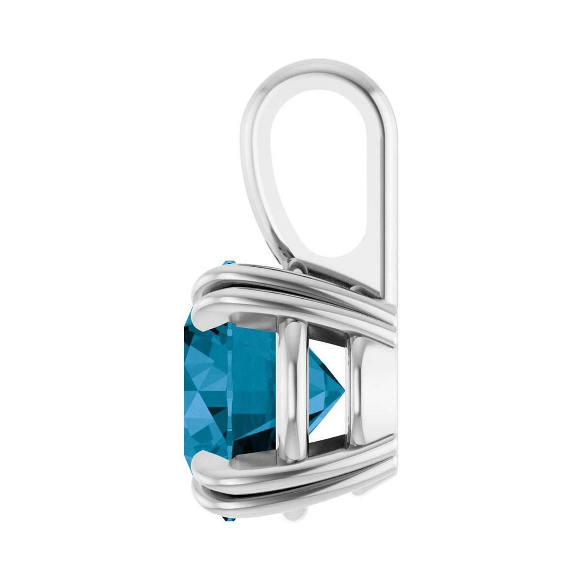 Sapphire Row Natural London Blue Topaz Solitaire Pendant - Platinum, 7 mm (view 3)