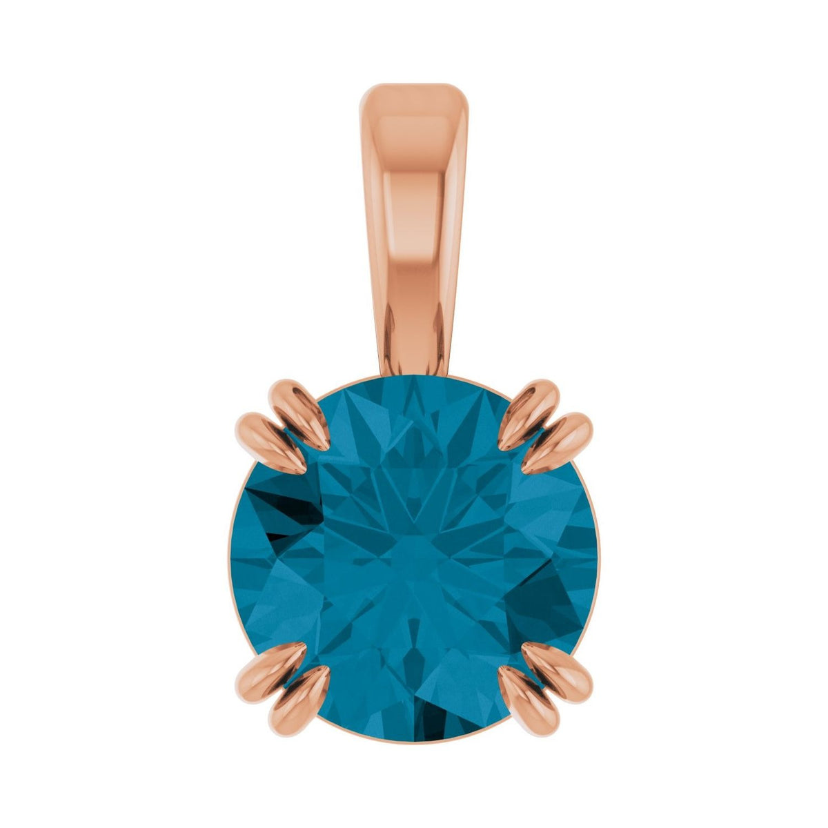 Sapphire Row Natural London Blue Topaz Solitaire Pendant - 14K Rose Gold, 6.5 mm
